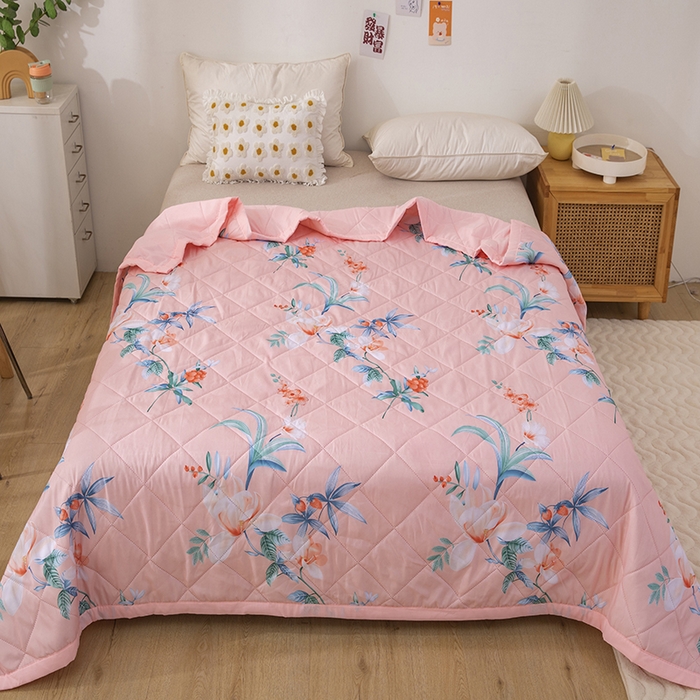 91家纺网 家纺一手货源 找家纺 富艺隆 2025新款超声波亲肤绒夏被夏凉被直播爆款超声波夏被空调被 花开