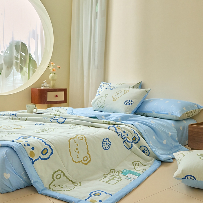 91家纺网 家纺一手货源 找家纺 宝士康家纺 2025新款10A抗菌全棉夏被 被子被芯 奶油布丁