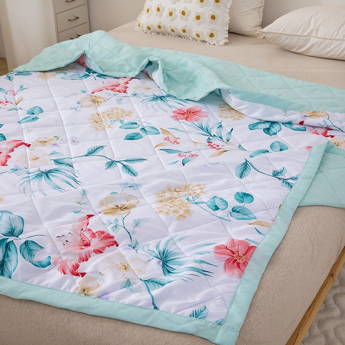 91家纺网 家纺一手货源 找家纺 富艺隆 2025新款超声波亲肤绒夏被夏凉被直播爆款超声波夏被空调被 月白清风