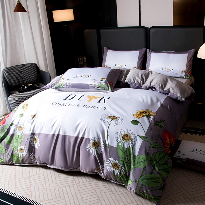 91家纺网 家纺一手货源 找家纺 爵仕家纺 2025新款轻奢潮牌水洗真丝四件套 花园