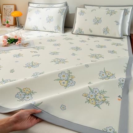 简一 2025新款A类碳光印花数码冰丝凉席系列-床单款 觅境花园