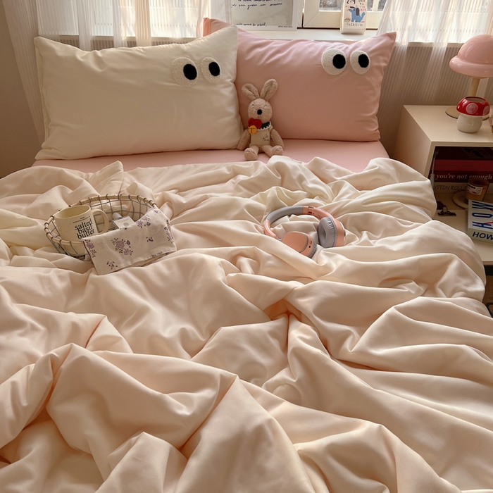 91家纺网 家纺一手货源 找家纺 慕尚家纺 2025新款大眼萌仔夏被 大眼萌 米白粉