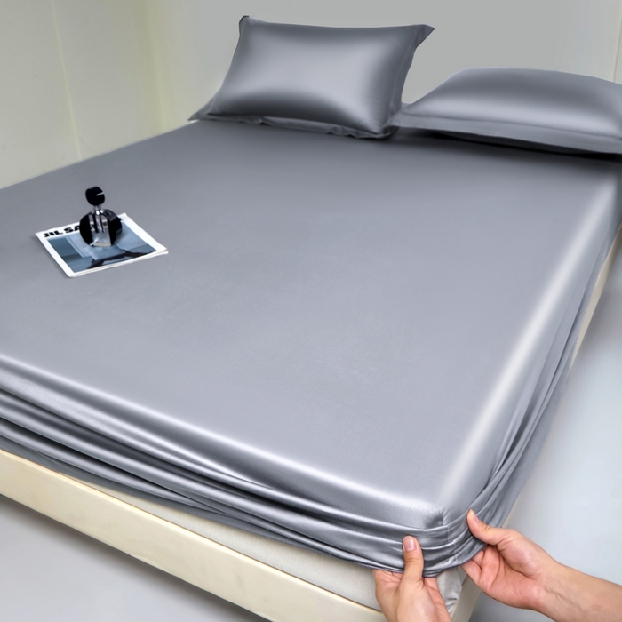 91家纺网 家纺一手货源 找家纺 秀色家纺 2024新品 A类100支双股长绒棉单品床笠 梦易-典雅灰