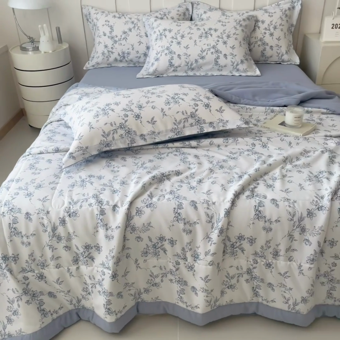 91家纺网 家纺一手货源 找家纺 宝士康家纺 2025新款10A抗菌针织夏被四件套 青瓷