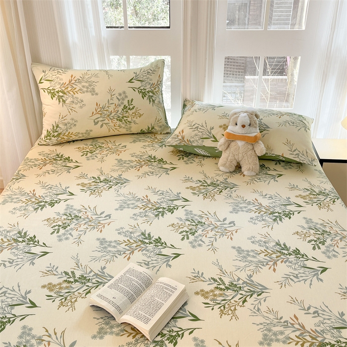 91家纺网 家纺一手货源 找家纺 宝士康家纺 2025新款10A抗菌全棉印花床笠 仙草