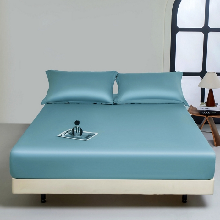 91家纺网 家纺一手货源 找家纺 秀色家纺 2024新品 A类100支双股长绒棉单品床笠 梦易-雾霾蓝