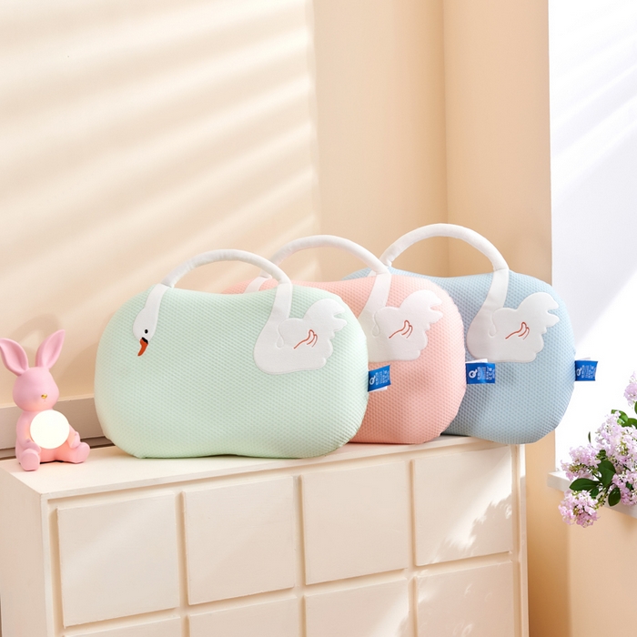 91家纺网 家纺一手货源 找家纺 芯链 2025新款凉感豆猫肚枕记忆枕枕头枕芯-天鹅款 天鹅款-绿