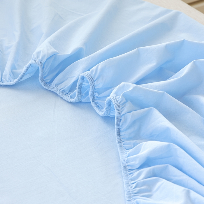 91家纺网 家纺一手货源 找家纺 2025新款全棉A类简约素色水洗棉纯棉单床笠 星空蓝