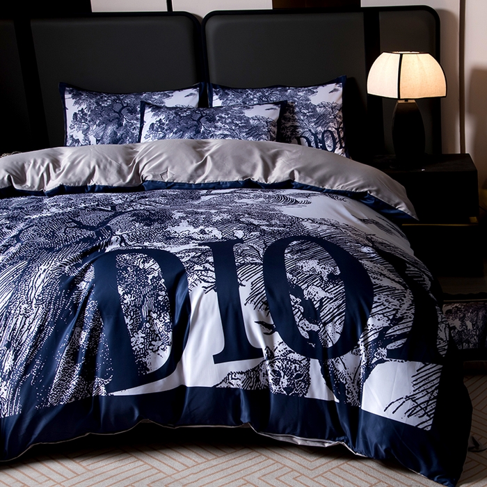 91家纺网 家纺一手货源 找家纺 爵仕家纺 2025新款轻奢潮牌水洗真丝四件套 蓝森林