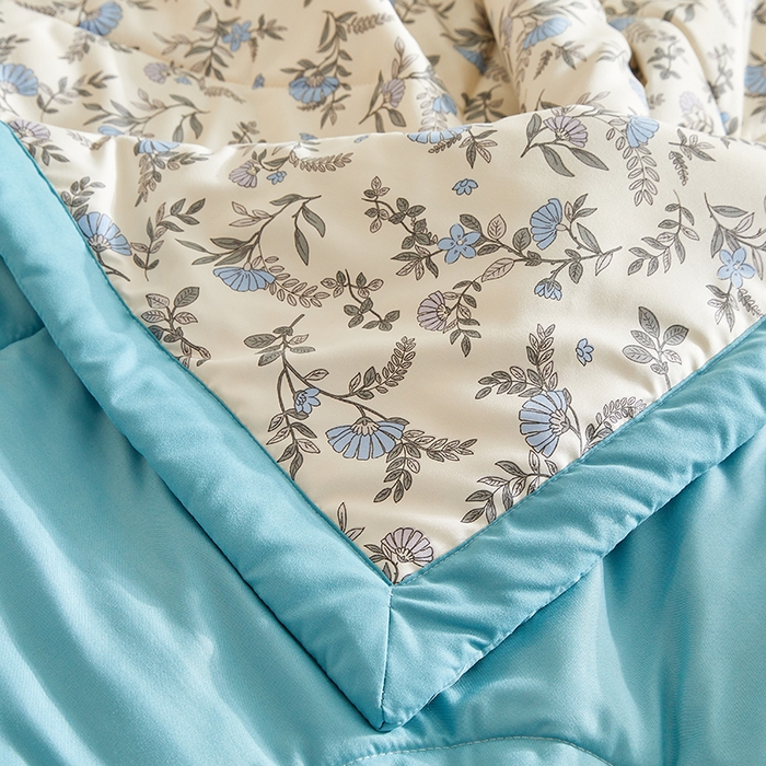 91家纺网 家纺一手货源 找家纺 海洋家纺 2025款水洗棉纯棉花夏凉被全棉花印花夏被空调被薄被子 满庭蓝