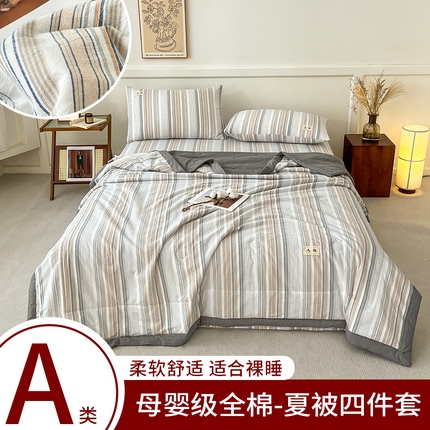 91家纺网 家纺一手货源 找家纺 （总）21度C 2025新款色织全棉夏被四件套