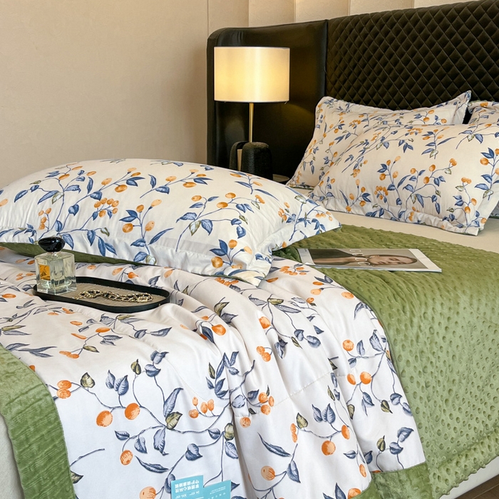 91家纺网 家纺一手货源 找家纺 宝士康家纺 2025新款10A抗菌双层纱豆豆绒夏被 金桔