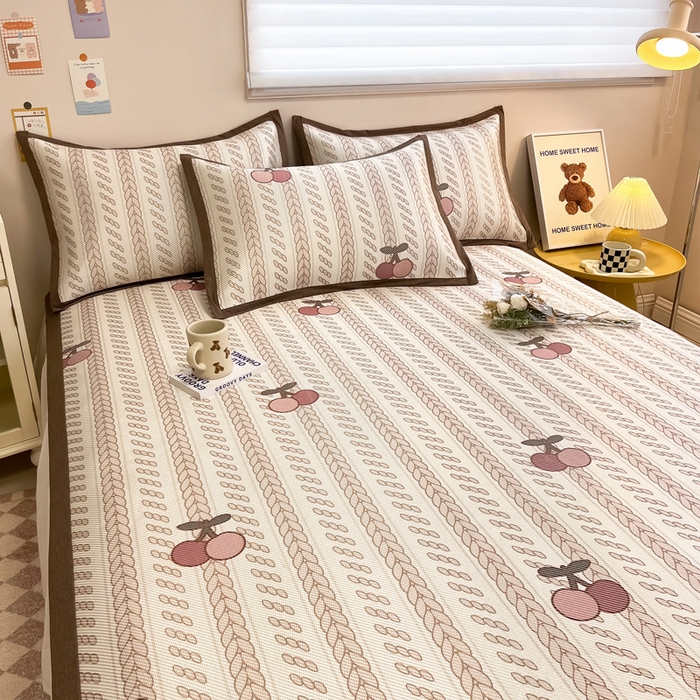 91家纺网 家纺一手货源 找家纺 2025新款懒猫600D数码印花冰藤凉席 硕果