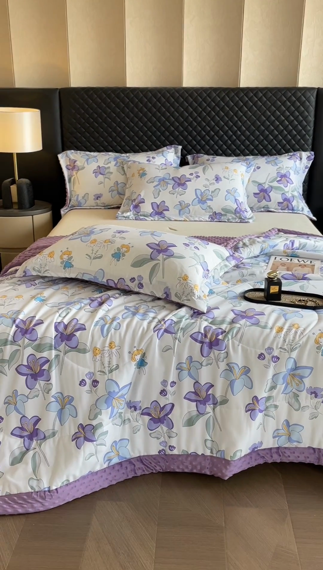 91家纺网 家纺一手货源 找家纺 宝士康家纺 2025新款10A抗菌双层纱豆豆绒夏被 花仙子