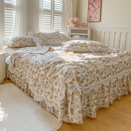 91家纺网 家纺一手货源 找家纺 网红馆（ck家纺） 2025新款天丝印花夹棉床盖夏被四件套 薇拉