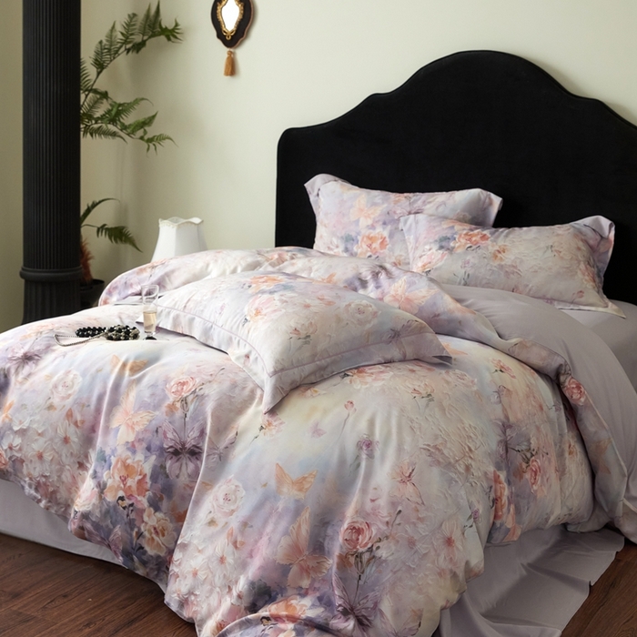 91家纺网 家纺一手货源 找家纺 金奇达家纺 2025新款竹玉清丝四件套-雅韵【标准号全网控价（折后券后）不低于元228元】 怦然心动-紫