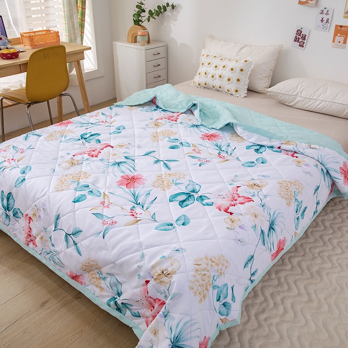 91家纺网 家纺一手货源 找家纺 富艺隆 2025新款超声波亲肤绒夏被夏凉被直播爆款超声波夏被空调被 月白清风