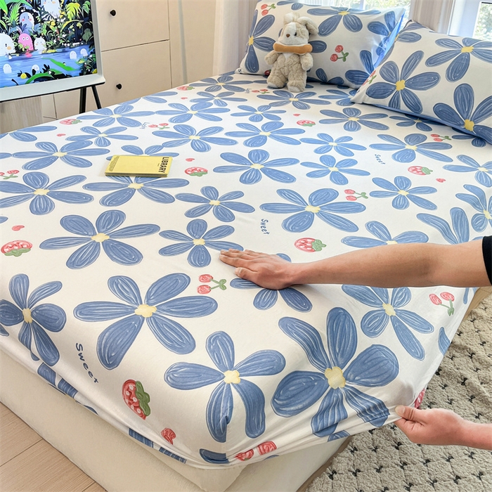 91家纺网 家纺一手货源 找家纺 宝士康家纺 2025新款10A抗菌全棉印花床笠 小情调