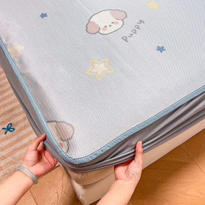 91家纺网 家纺一手货源 找家纺 慕尚家纺 2025新款数码印花床席床笠款冰藤席 床笠款-酷奇