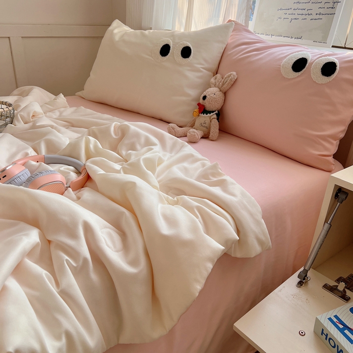 91家纺网 家纺一手货源 找家纺 慕尚家纺 2025新款大眼萌仔夏被 大眼萌 米白粉