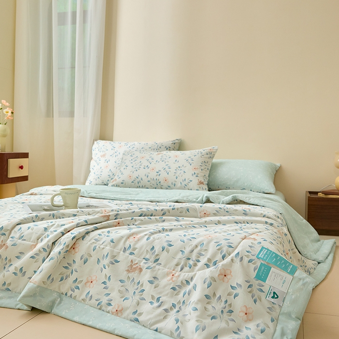 91家纺网 家纺一手货源 找家纺 宝士康家纺 2025新款10A抗菌全棉夏被四件套（床单款） 沁心田园