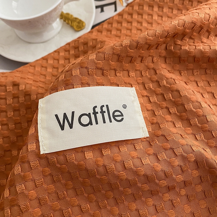 91家纺网 家纺一手货源 找家纺 仟网汇 2025新款华夫格森语系列四件套北欧简约风 焦糖