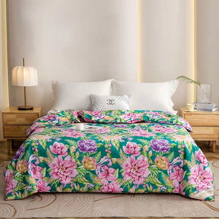 91家纺网 家纺一手货源 找家纺 （总）莉雅居 2025新款直播爆款天丝绸印花子被芯春秋冬被 花田喜事