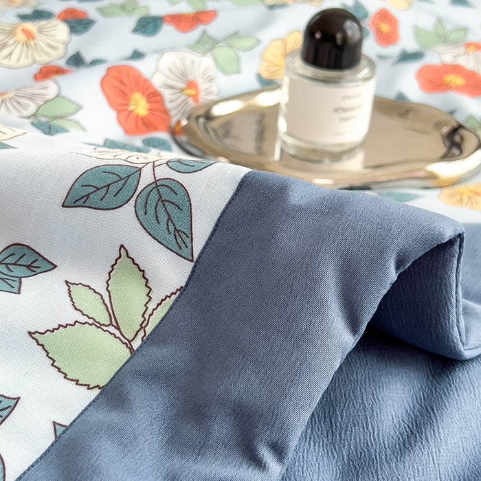 91家纺网 家纺一手货源 找家纺 宝士康家纺 2025新款10A抗菌双层纱印花夏被四件套 青阳蓝