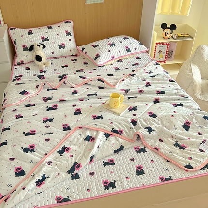 91家纺网 家纺一手货源 找家纺 希诺家居 2025新款卡通小清新牛奶针织棉夏被空调被子被芯 甜心黑猫