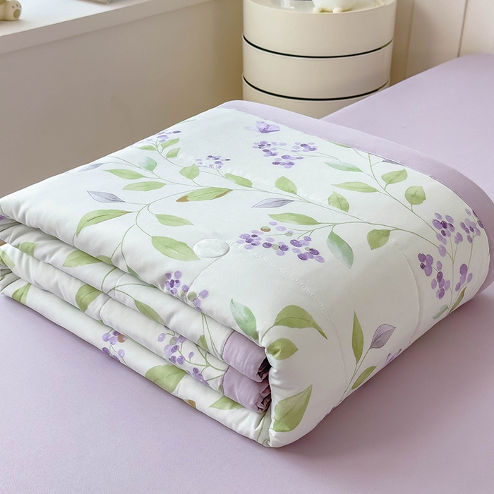 91家纺网 家纺一手货源 找家纺 宝士康家纺 2025新款10A抗菌针织夏被 紫玲