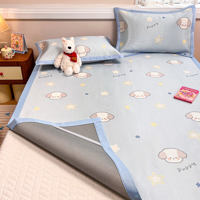 91家纺网 家纺一手货源 找家纺 慕尚家纺 2025新款数码印花床席床笠款冰藤席 床席款-酷奇