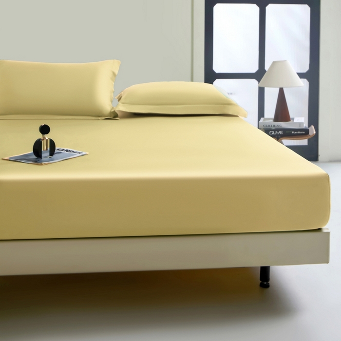 91家纺网 家纺一手货源 找家纺 秀色家纺 2024新品 A类100支双股长绒棉单品床笠 梦易-奶茶米