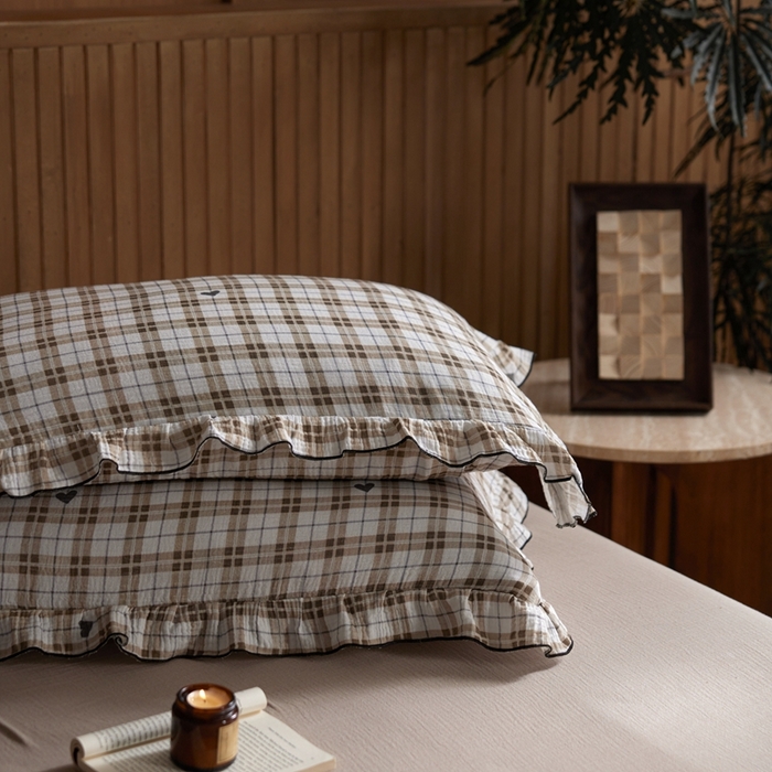 91家纺网 家纺一手货源 找家纺 安莱生活 2025新款全棉精梳棉双层纱绉纱数码印花夏凉被 海派甜心-卡其  夏被