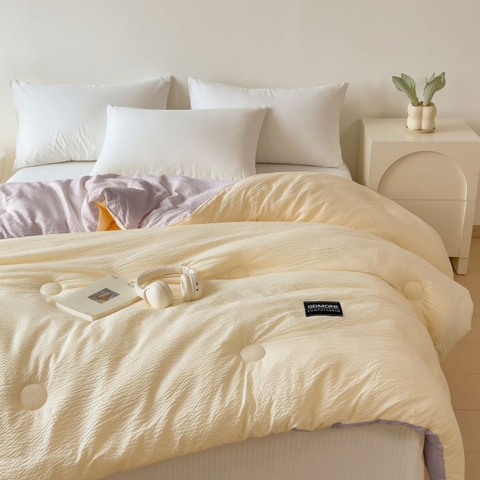 91家纺网 家纺一手货源 找家纺 宝士康家纺 2025新款加厚泡泡棉大豆冬被子被芯 月双凝灰