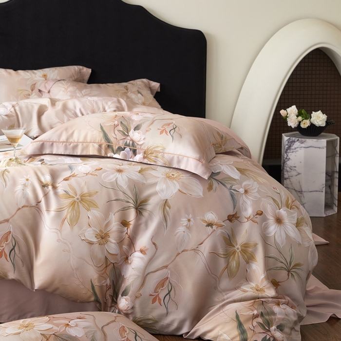 91家纺网 家纺一手货源 找家纺 金奇达家纺 2025新款竹玉清丝四件套-雅韵【标准号全网控价（折后券后）不低于元228元】 月下听风-卡其