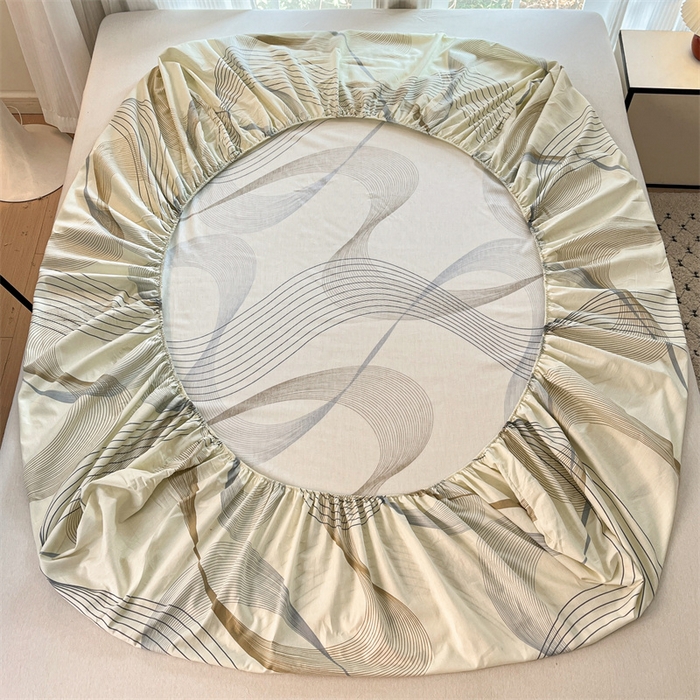 91家纺网 家纺一手货源 找家纺 宝士康家纺 2025新款10A抗菌全棉印花床笠 名爵黄