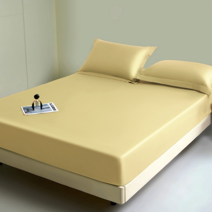 91家纺网 家纺一手货源 找家纺 秀色家纺 2024新品 A类100支双股长绒棉单品床笠 梦易-奶茶米