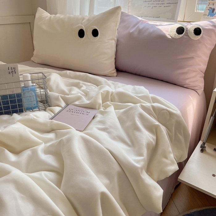 91家纺网 家纺一手货源 找家纺 慕尚家纺 2025新款大眼萌仔夏被 大眼萌 米白紫