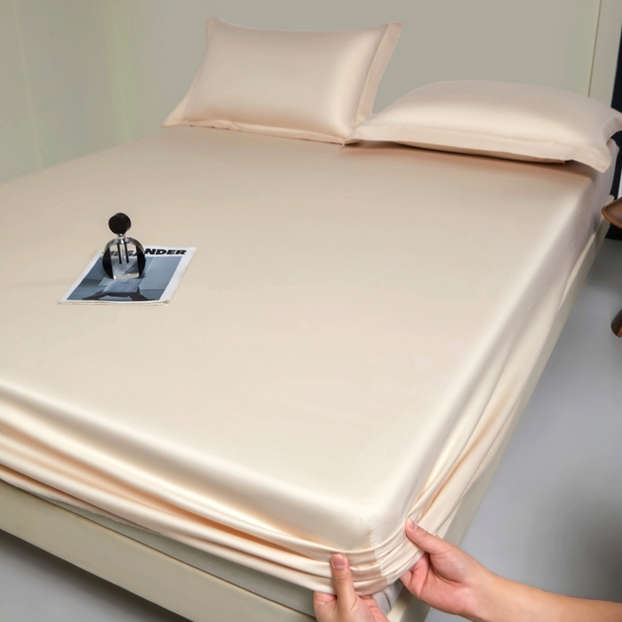 91家纺网 家纺一手货源 找家纺 秀色家纺 2024新品 A类100支双股长绒棉单品床笠 梦易-奶昔白