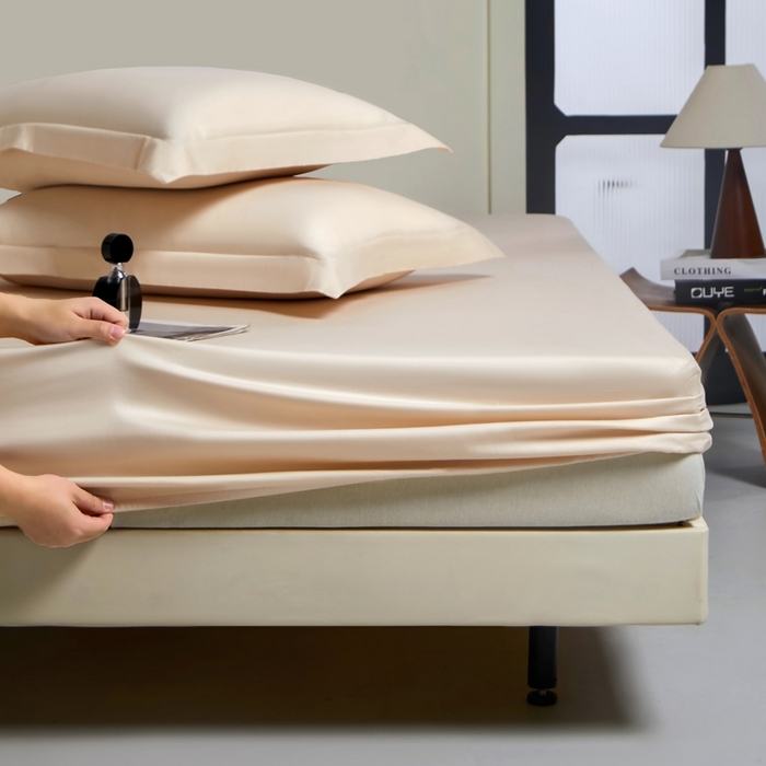 91家纺网 家纺一手货源 找家纺 秀色家纺 2024新品 A类100支双股长绒棉单品床笠 梦易-奶昔白