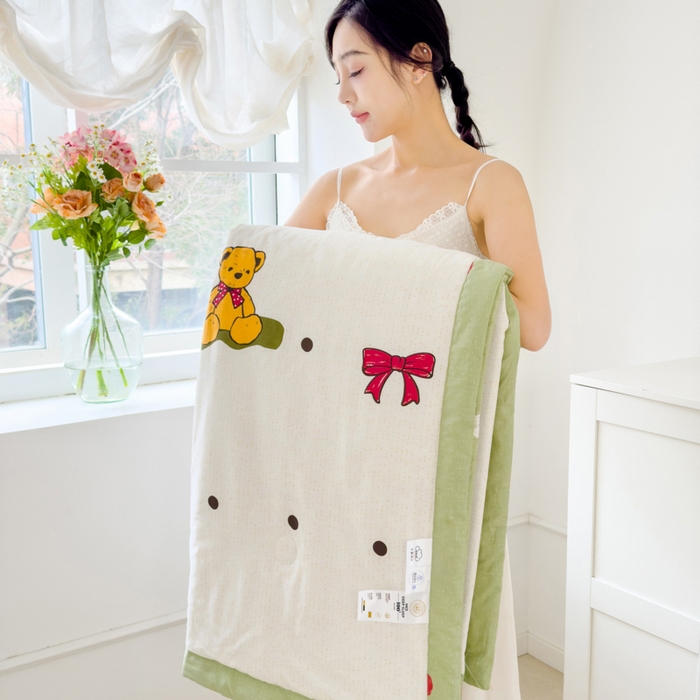 91家纺网 家纺一手货源 找家纺 曲之慕新款13372里外全棉夏被 抱抱熊