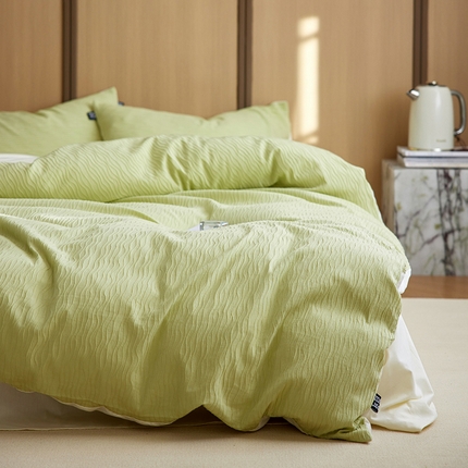 91家纺网 家纺一手货源 找家纺 （总）风向标家纺 2025新款全棉波纹纱提花原木风四件套