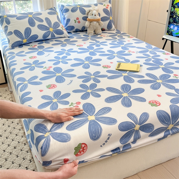 91家纺网 家纺一手货源 找家纺 宝士康家纺 2025新款10A抗菌全棉印花床笠 小情调