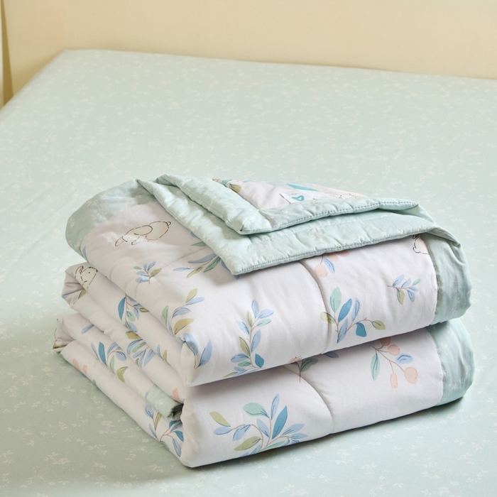 91家纺网 家纺一手货源 找家纺 宝士康家纺 2025新款10A抗菌全棉夏被四件套（床单款） 兔兔乐园