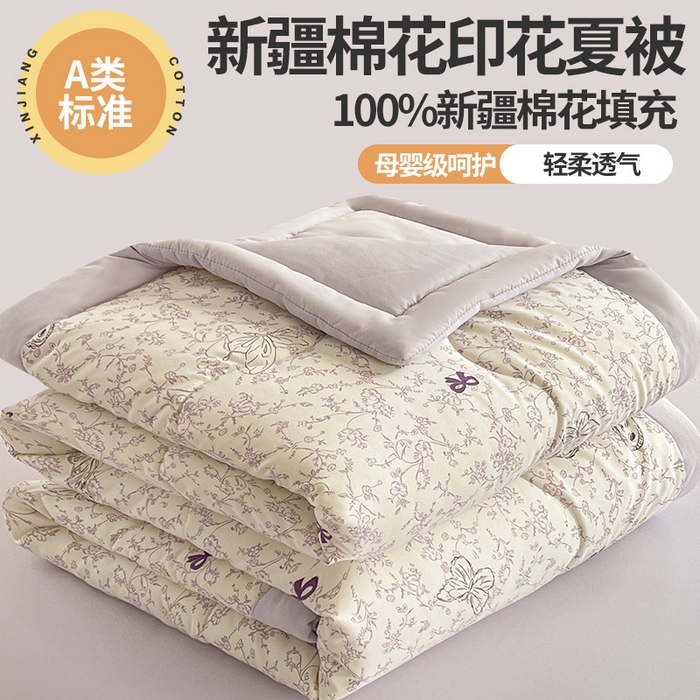91家纺网 家纺一手货源 找家纺 （总）易博 2025新款100% 棉花小清新双层纱新疆棉夏被夏凉被空调被棉花被（带买家秀）
