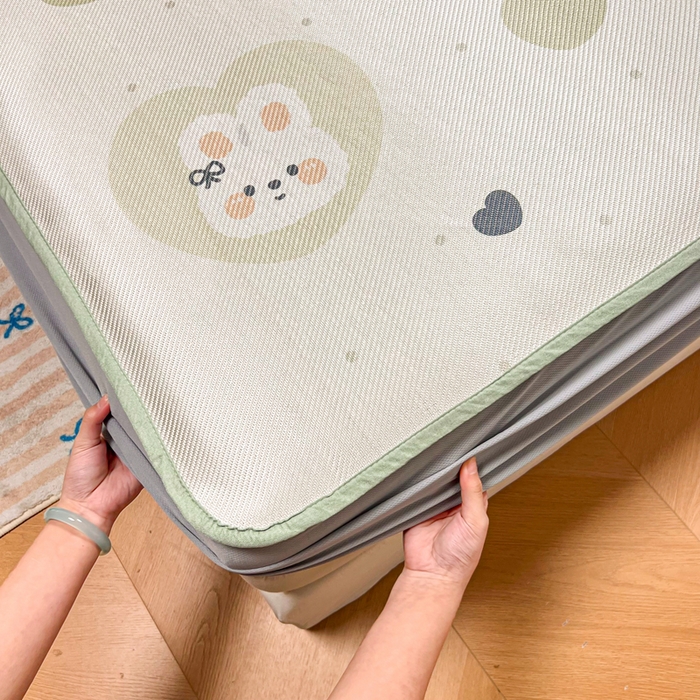 91家纺网 家纺一手货源 找家纺 慕尚家纺 2025新款数码印花床席床笠款冰藤席 床笠款-兔卷卷