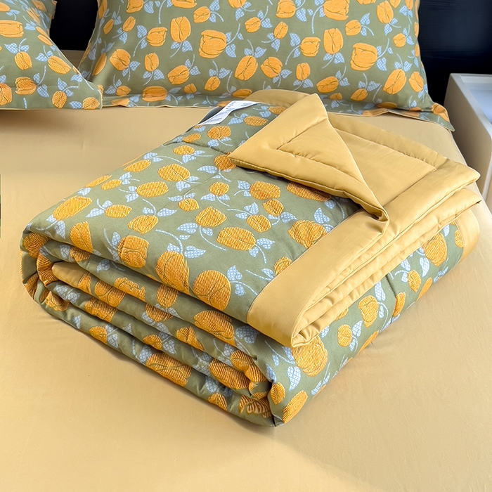 91家纺网 家纺一手货源 找家纺 宝士康家纺 2025新款10A抗菌双层纱印花夏被 郁金香