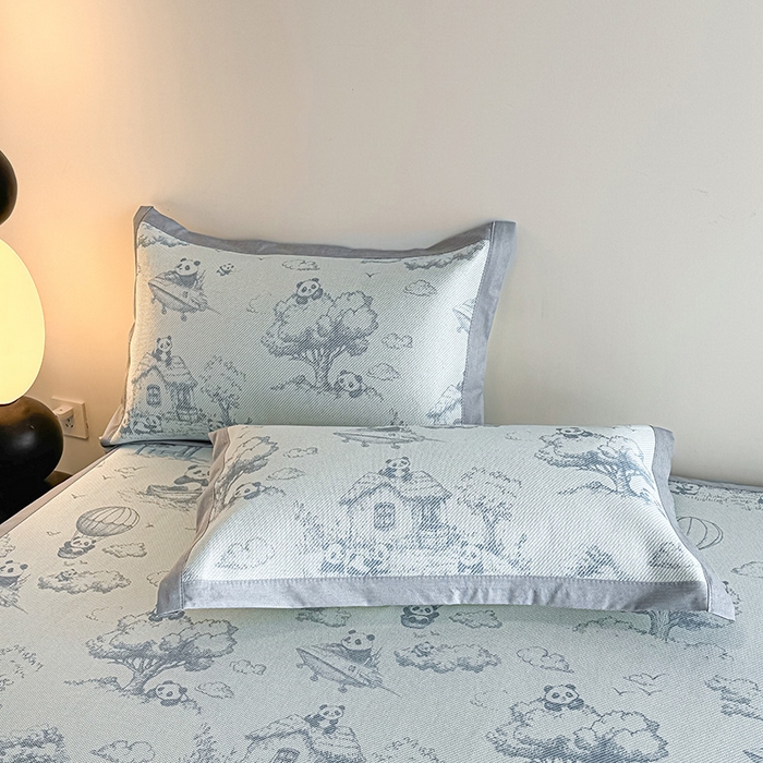 91家纺网 家纺一手货源 找家纺 格真2025新款简约印花冰藤席席子凉席 国宝乐园