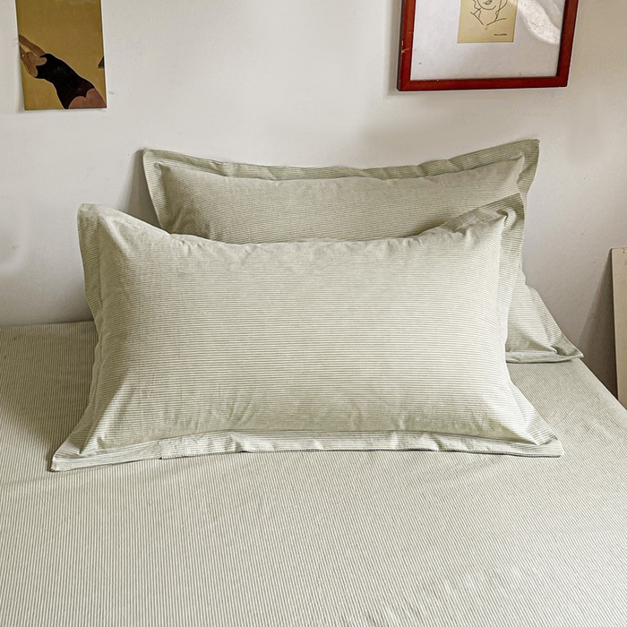 91家纺网 家纺一手货源 找家纺 久云居 2025新款亲肤舒适全棉色织防水床单 超细绿条