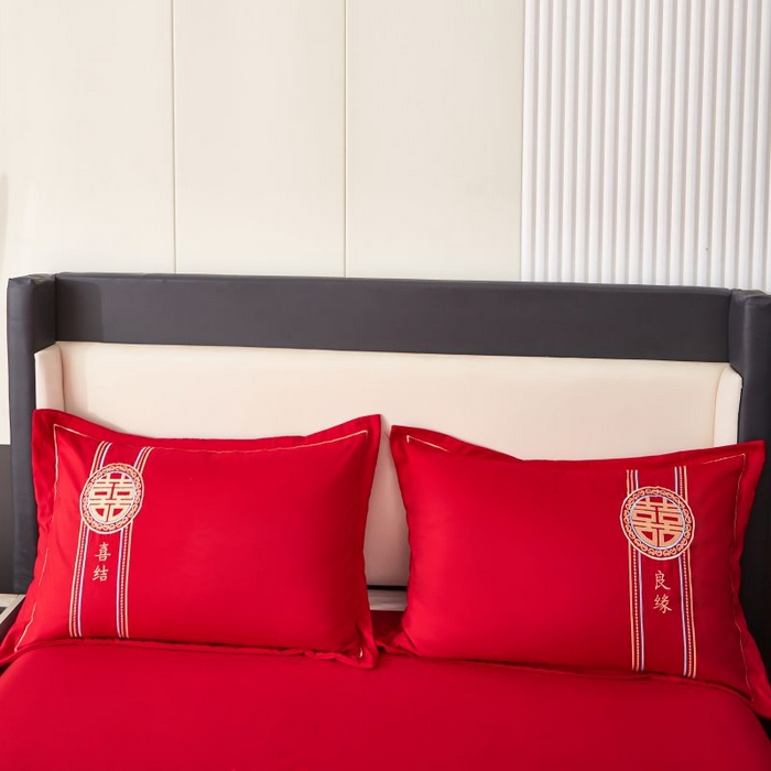 91家纺网 家纺一手货源 找家纺 三盛源 2025新款亲肤舒适不掉色枕套 喜结良缘